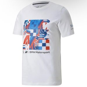 Puma x BMW Motorsport Graphic T-Shirt White Multi Size Men's XL NWT 533381